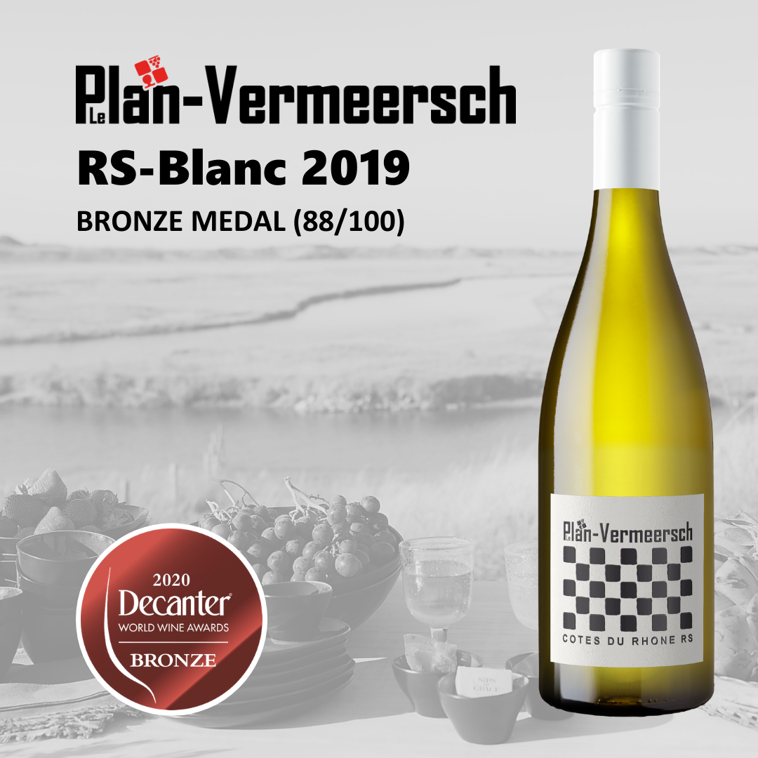 Bouteille de vin blanc RS-Blanc Cotes du Rhone AOP LePlan-Vermeersch