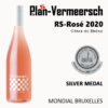 Bottle wine Cotes du Rhone RS-Rhone Rose Mondial Bruxelles silver medal LePLan-Vermeersch